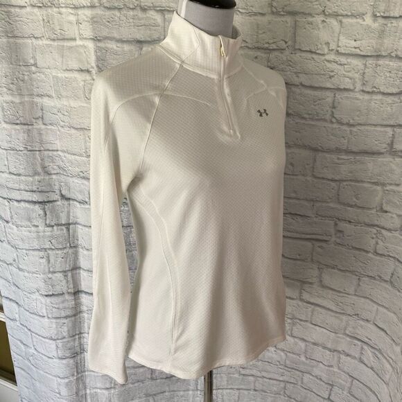 Under Armour Women M Heatgear 1/4 Zip Textured Mock Neck Longsleeve Pullover Top - Picture 15 of 15
